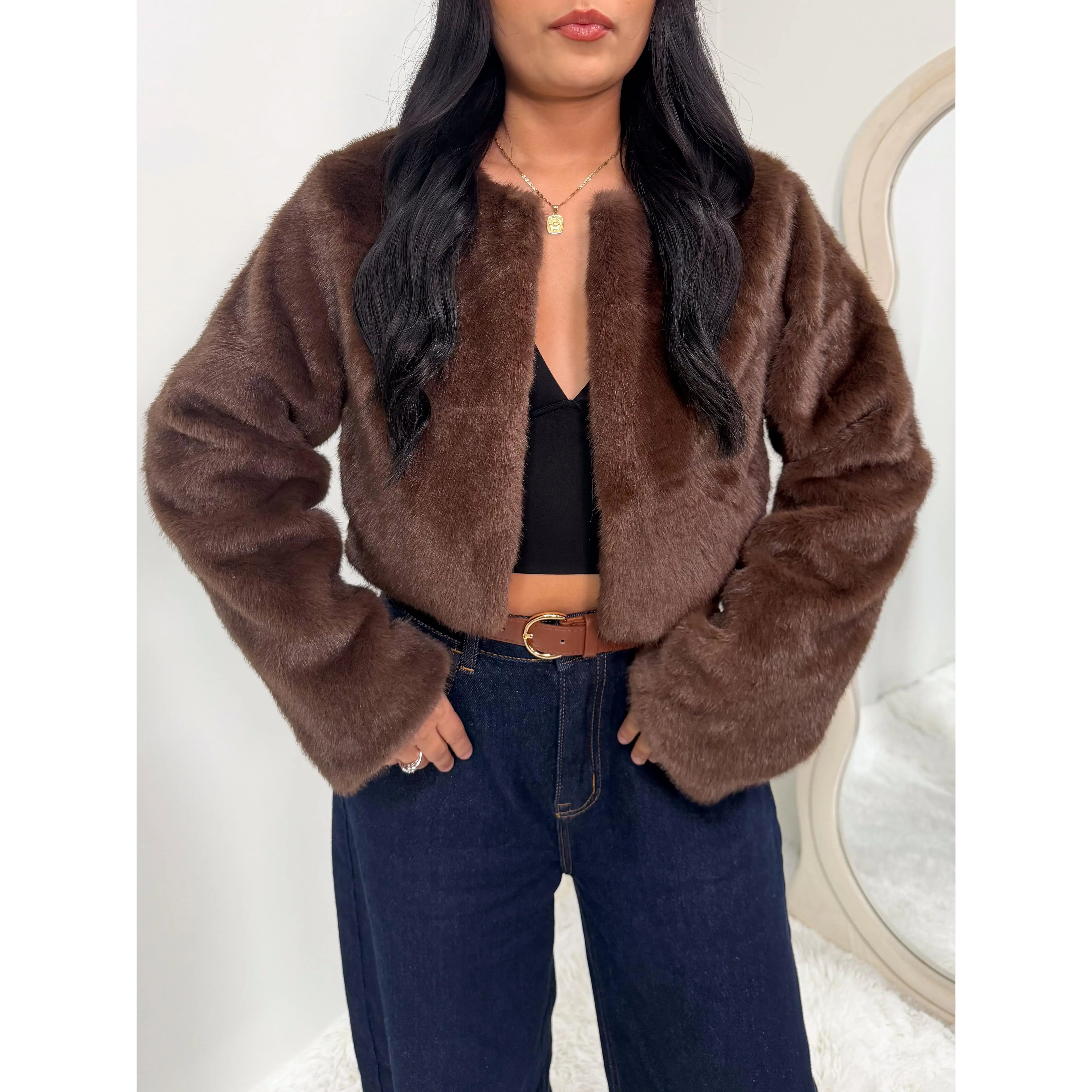 Katy Crop Jacket (Brown)
