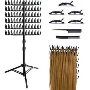 Braiding Hair Rack Standing Hair Extension Holder Hanger, Hair Divider Rack for Braiding Hair Separator Stand Display Stand