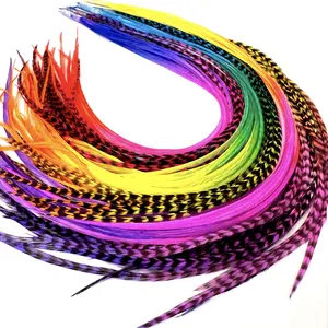 Rainbow Tie dye Color 21 Hair Feathers - 9”-14” Long - 20 Micro-link Beads - 100% Real Rooster Feathers - Eye-Catching Design for Hair Extension DIY Kit