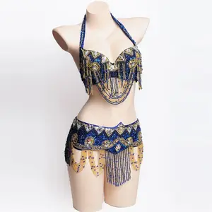 [Shipping from USA]Special Customizable Hand Beaded Oriental Belly Dance Costumes Bra Belt XL Size 20-30 days