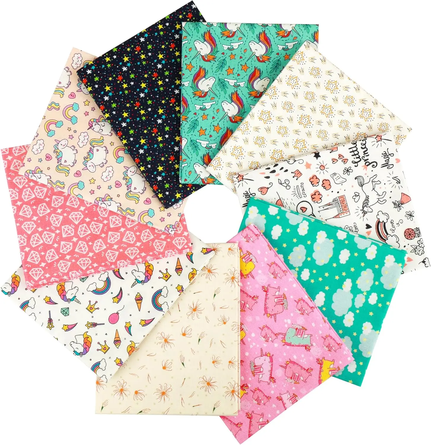 Newbrothread&Craftido 100% Cotton Quilting Fabric Bundles 10pcs Fat Quarters 18”x21” Medium Weight 5.2 oz for Quilting Sewing Patchwork Home Textile Day Dreaming, TikTokShopDealsforYouDays, SummerWins, Breathable Textile Material, Durable Fabric, Soft Tou