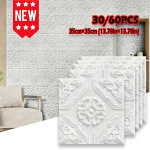 30/60 Sheets Self-Adhesive Xpe Wall Stickers, 13.78x13.78 Inches, Thickness 3mm, Waterproof Oilproof Easy to Clean, DIY Decorative