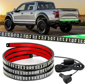 Nilight 60 Inch Truck Tailgate Strobe Light Strip Tail Bar Rear Window Working Lamp Ultra-Bright Double Row 360 LED for Pickup Trailers Construction Vehicles Car SUV, Green White