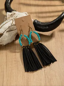 Western Cowgirl Boho Style Tassel Decor Dangle Earrings, Vintage Style Dangle Earrings for Women & Men, Trendy All-match & Exquisite Jewelry for Birthday Gift, Fashionable Jewelry Accessories