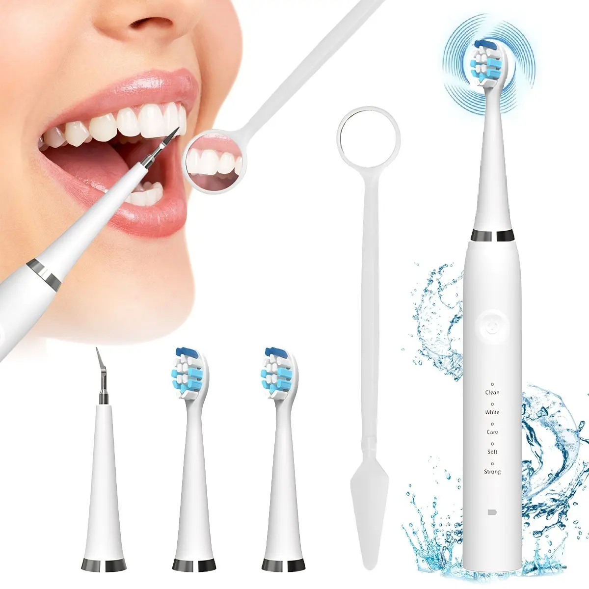 Oceantree 2-in-1 Sonic Tooth Cleaner & Electric Toothbrush, Rechargeable Oral Care Kit Teeth Clearn with 5 Cleaning Modes, IPX7 Waterproof, Replaceable Brush Heads, USB-C Charging#TikTokShopBackToSchool