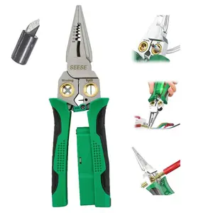 [Dealsforyoudays] 8 in 1 Wire Stripper Twister for Cutting and Pulling Wires, Cable Scissors,Voltage Tester Pliers, 12V to 250V Live,Null,Hot Wire Judgment AC DC, Multi-Function Wire Stripping Pliers,Audible and Flashing LED Alarms