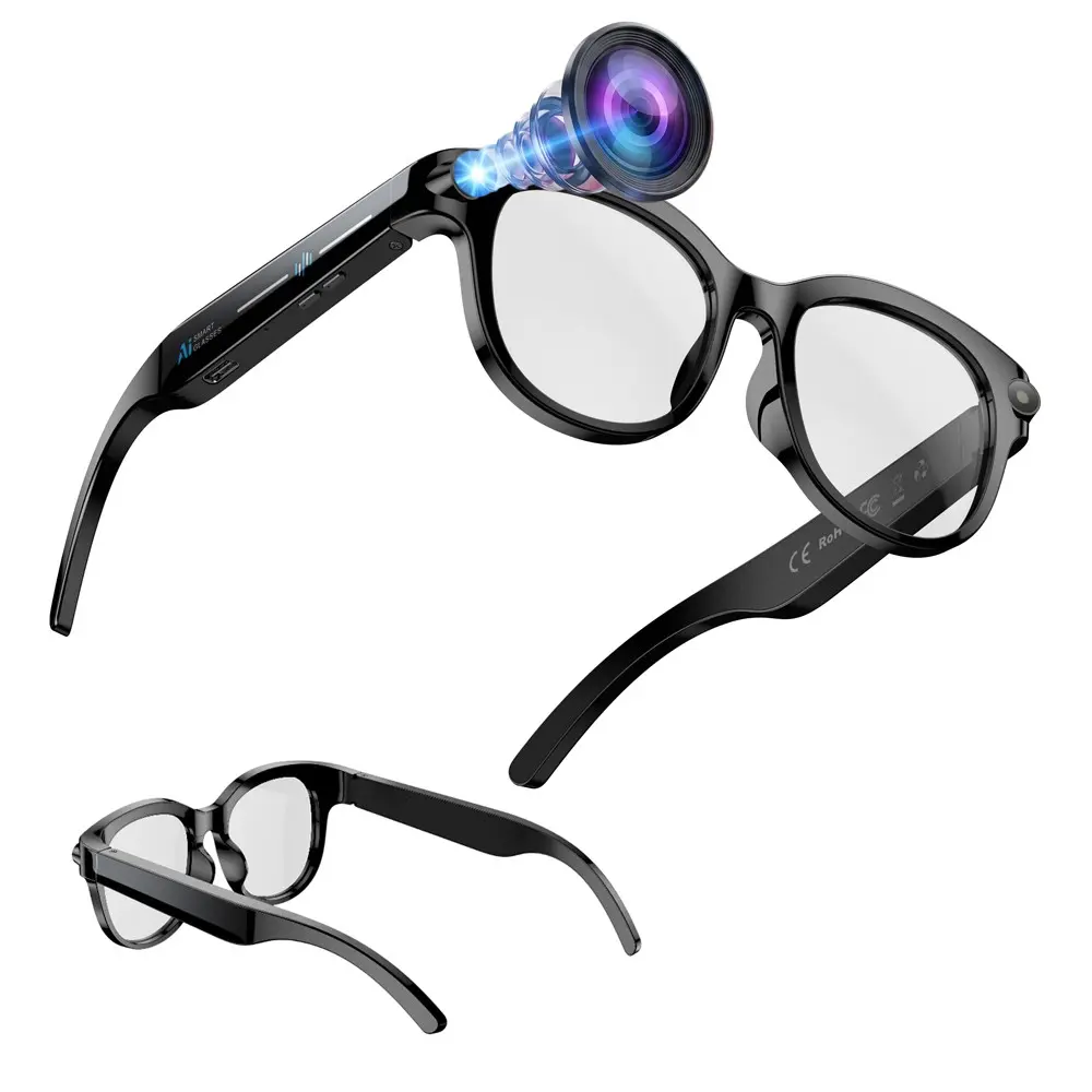 AI Smart Glasses for Video Recording, 2MP Camera Anti-Shake,Support AI Real Time Translation, AI Assistant Conversation, Suitable for Outdoor and Indoor