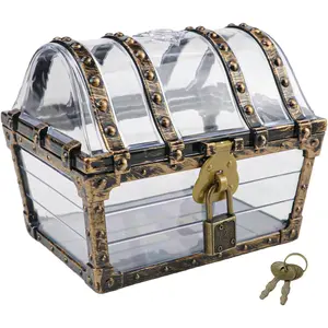 Treasure Chest, Treasure Case with Lock, Transparent Jewelry Storage Box, Mini Container Box for Children
