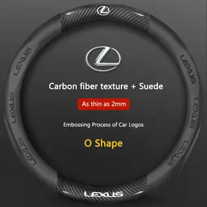 Car Steering Wheel Anti-Slip Carbon Fiber Leather Cover, Compatible with Lexus F Sport Es200 Es300 Rx300 Ls500h Gs300 Is300 Ct200h Ux300 Lx570 Gx