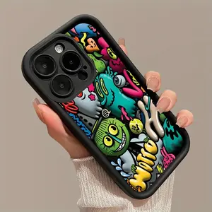 Cartoon-Themed Shockproof Durable Smartphone Case - Anti-Drop Protection Cover, Halloween Theme Phone Accessories for iPhone 17 16 15 14 13 12 11 XS XR X Mini Plus Pro Max
