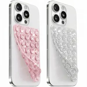 [ Glitter Silicone ] Suction Phone Case Mount, 2PCS Non Slip Suction Cup, Hands-Free Phone Accessories Holder for Selfies and Videos, Silicone Adhesive Stand Sticky for Cell Phone, Smartphone, Durable