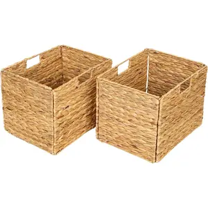 Storage Baskets,Wicker Baskets,Hyacinth Basket For Shelf,Folding 2 Packs  Woven, Seagrass Baskets,Shelf Baskets For Storage Toys Books And Clothes and Other What You Want