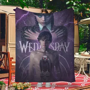Wednesday Peripheral Blanket, Dark Atmosphere Character Cover Blanket, Home TV Show Decoration Leg Blanket, Trendy Wednesday Accessories