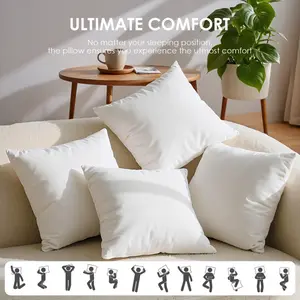 2-Pack White Pillow Set - Ultimate Comfort Fluffy Pillows for All Sleeping Positions, Ideal for Bed, Sofa, and as Versatile Living Room Cushion Inserts