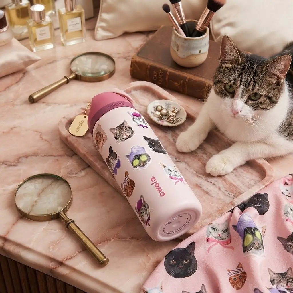 Owala UO Exclusive Cat Collage FreeSip 32 oz Water Bottle