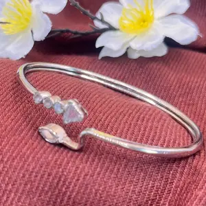 Silver coated clear stone hook bracelet