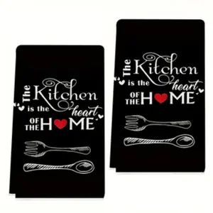 Heart Knife Fork Spoon Kitchen Towels Set, Dish Drying Cloths, Dishwashing Cloth, Hand Wiping Towels, Cute Kitchen Decor, Perfect Gift for Friends and Mom