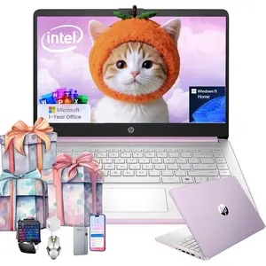HP 2026 14" Ultra-Light Laptop | Windows 11 Home | 8GB RAM 128GB UFS | Intel Quad-Core | Honey Lavender | Student Business PC With Bundle Accessory