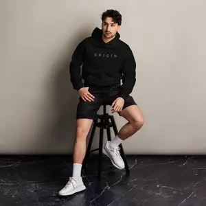 Origin Pullover Hoodie-Grey Text