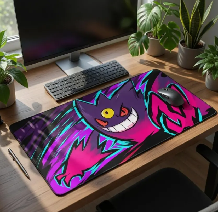 Gengar Kawaii Purple Mouse Pad, Non-Slip Anime Gaming Desk Mat