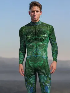 Green Spandex Full-body Printed Men's Swimsuit Halloween Party Cosplay Costume Clothes Casual Menswear Bestie Gamis Spiderman Hoodie jumpsuit romper romperswomen american flag overalls fourth of july overalls