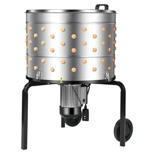 VEVOR Stainless Steel Round Drum Electric Chicken Plucker Machine, 25.6in Detachable Drum, 1200W power 275RPM Motor, 158 Soft Fingers, Mobile Handle, Food-Safe Metal Feather Remover, Weatherproof, Transport Wheels, 4-Chick Simultaneous Processing, Plucks
