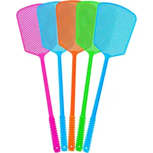 [New Deal] 5 Pack Fly Swatter, Plastic Heavy Duty Manual Fly Killer, Long Handle Flyswatter, Large Bug Swatters That Work for Indoor and Outdoor
