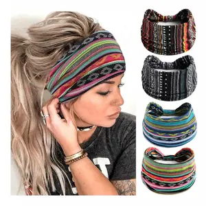 4 Pack Boho Headbands for Women Fashion Stretch Wide Hair Bands Knoted Turban Head Bands Yoga Running Sweatband Elastic Headband Stylish Wrap Headbands Hair Accessories for Teen Girls SpringStatements