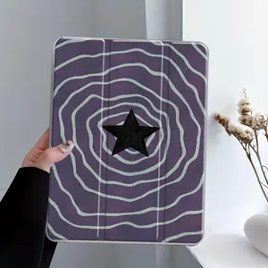 Star Vortex Design Clear Acrylic Protective Case with Pencil Holder, Auto Wake/Sleep Tablet Case, Tablet Protective Cover Compatible with iPad, Tablet Casing, Ipad Tablet Accessories