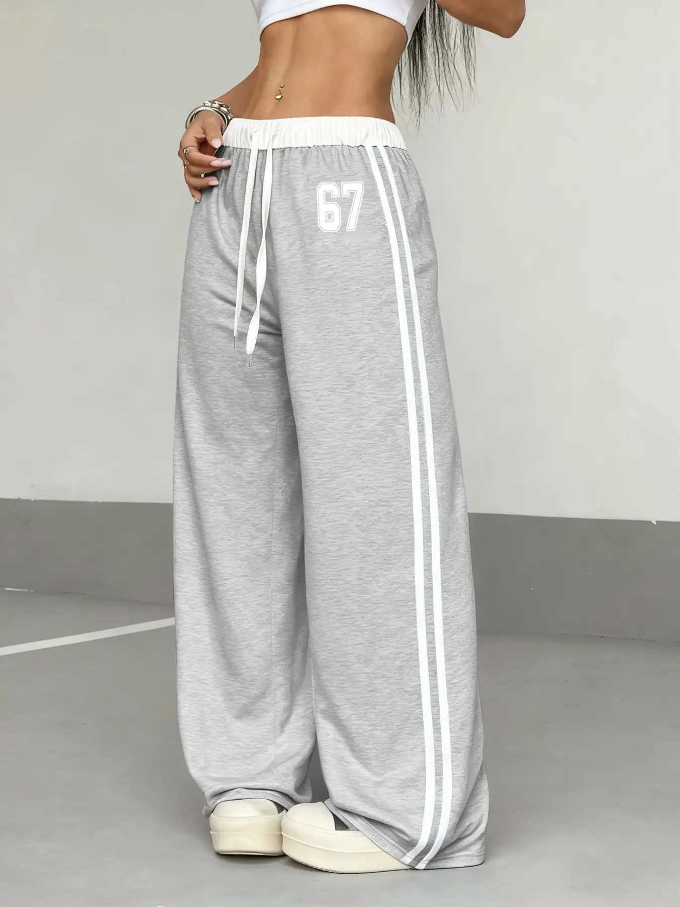 Women's Casual Spring/summer Digital Print Belt Patchwork Sport Street Retro Style Lazy Sports Pants, Active Gym Pants, Comfortable and Stylish, Graphic Sweatpants