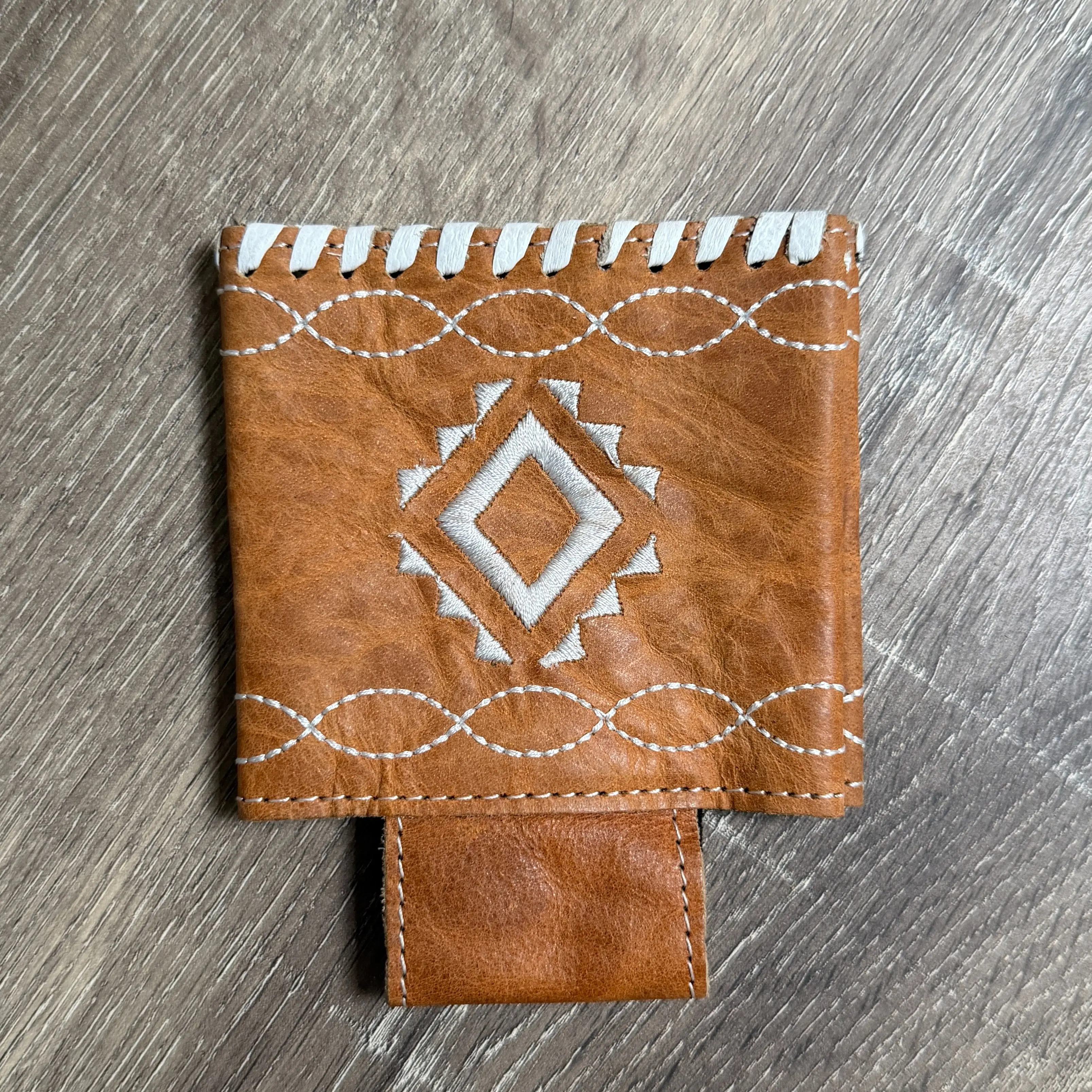 Brown leather koozie