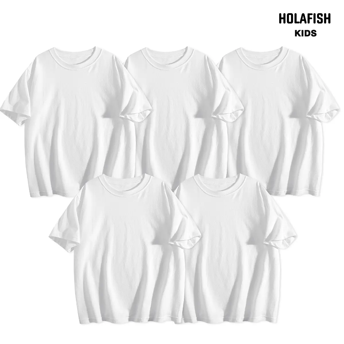 Holafish 5Pack Girls Shirts Short Sleeve Soft Cotton T-Shirts Plain Tees Tops Clothes for Kids,T Shirts Kids Summer Tops Crewneck Tees