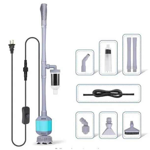 Left-Handed Portable Aquarium Gravel Cleaner - 5-in-1 Electric 360GPH Suction Tool Set, Vacuum Water Changer, Sand Washer, Siphon Filter, Adjustable Length with Power Cord, Fish Tank Pet Supplies