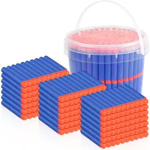300PCS Refill Darts Bullets Compatible with Nerf Guns N-Strike Elite Series, Premium Foam Bullets Pack with Portable Storage Bucket