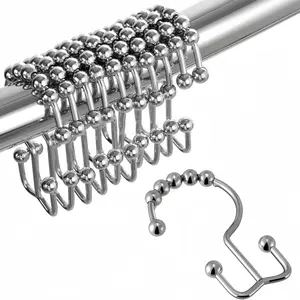 LMMAKE 12Pcs Rust-Resistant Shower Curtain Hooks Premium 304 Stainless Steel Double Glide Rings for Smooth Movement Corrosion-Resistant Material Long-Lasting Use in Humid Environments Perfect for Bathroom Renovations Hotel Updates Home Maintenance
