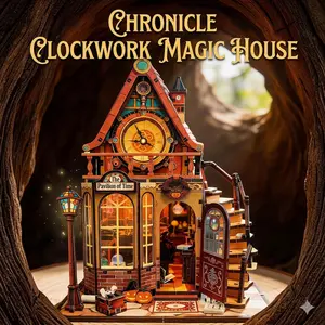 Pavilion of Time Book Nook Kit, 3D Wooden Magic House Bookshelf Insert, Dark Academia Room Decor Miniature Diorama, DIY Craft Kit Ornament