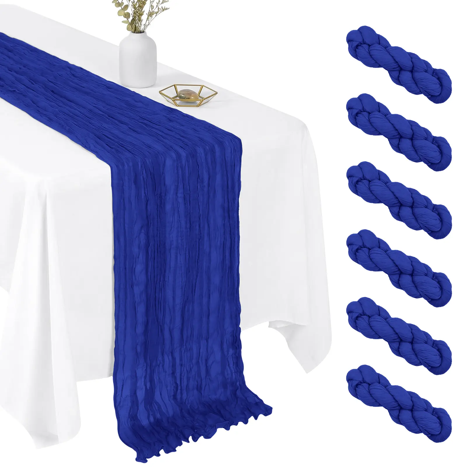 6Pack Cheesecloth Table Runner 17x108 Inch, Multiple Colors - Boho Sheer Gauze for Wedding, Baby Shower, Party & Home Decor