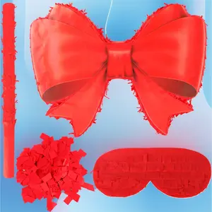 Bow Piñata – Bowknot-Shaped Sweet Princess Design with Stick, Blindfold & Confetti for Princess Theme Birthday Party, Wedding Anniversary & Baby Shower