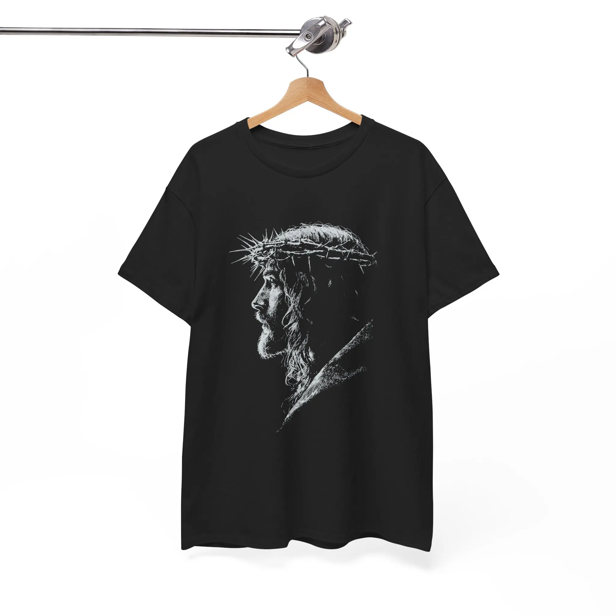 Jesus Graphic T-Shirt | Christian Faith Shirt | Crown of Thorns Sketch Tee | Religious Streetwear | Unisex Christian Apparel