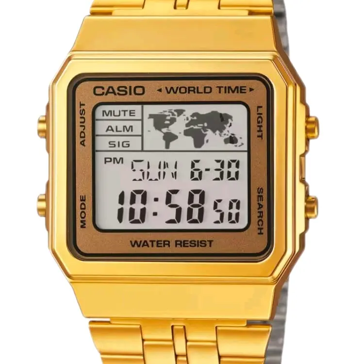 A500WGA-9 New Casio Gold Vintage large screen world time men' s watch