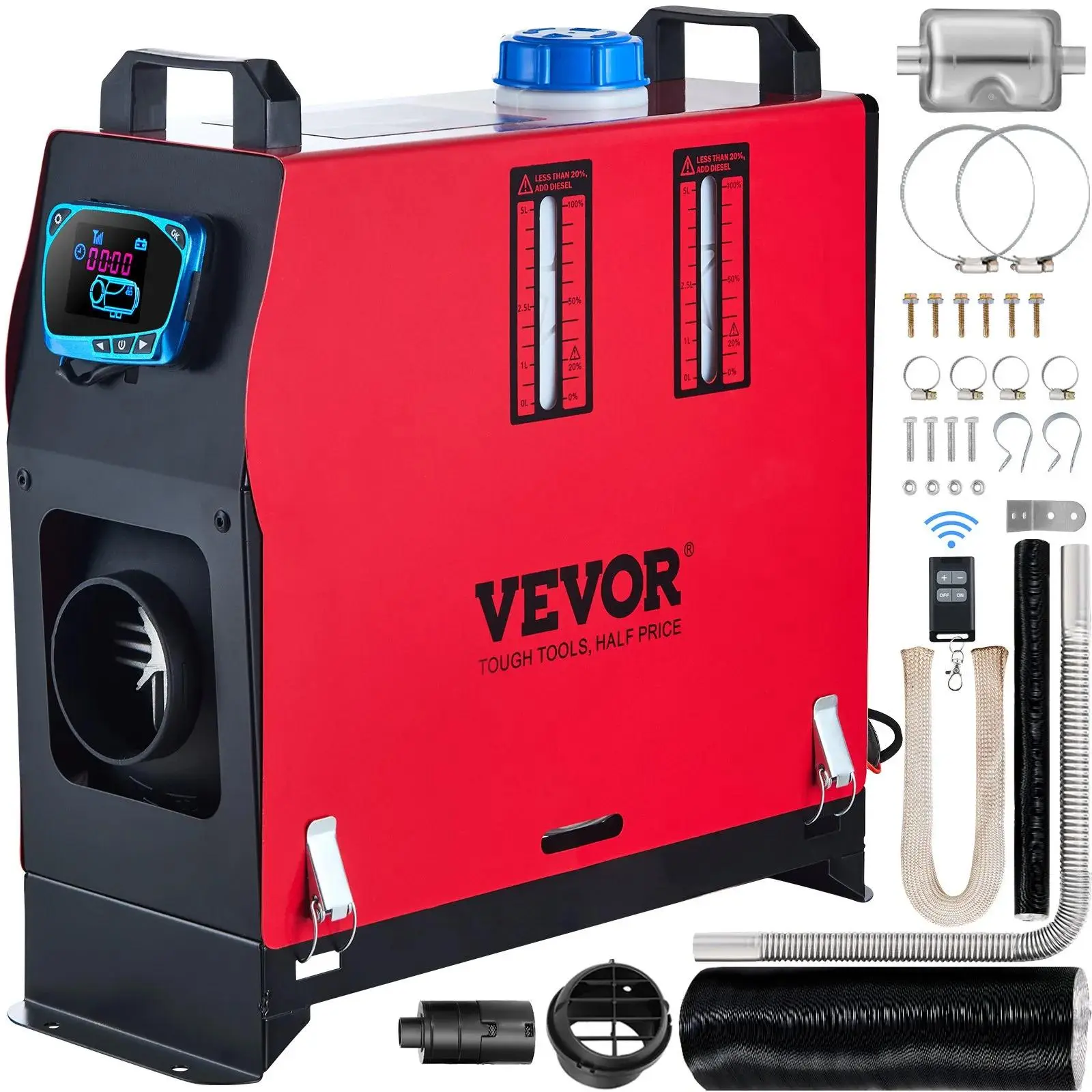 【summerfinds】VEVOR 8KW Diesel Air Heater Muffler Diesel Heater 12V 8000W Diesel Parking Heater Remote Control Remote Control with LCD Switch for Car Bus Trucks Motorhome and Boats