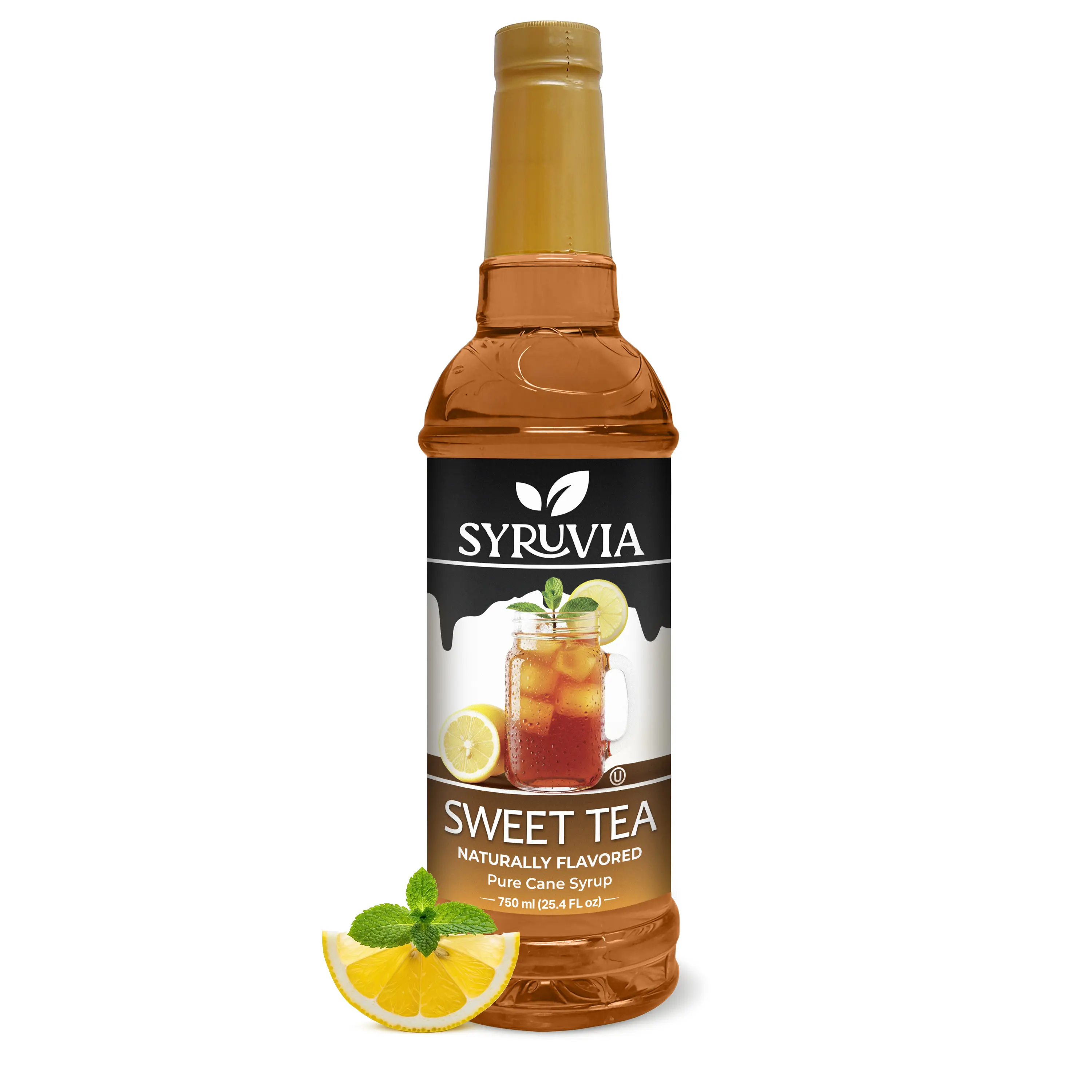 Syruvia Sweet Tea Flavored Beverage Syrup - Gluten-Free Syrups & Concentrates for Drinks, Cocktails, Desserts - 25.4 fl oz