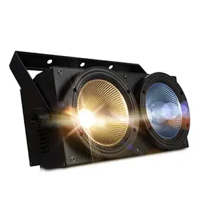 SHEHDS Blinder Lights 200W COB 2 Eyes Stage Wash Lights Cool White+Warm White 90° Beam Angel Audience Lights Casting Aluminum Shell Sound Activated DMX512 Strobe Par Light for Church DJ Party