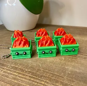 Cute Dumpster Fire Clicker Keychain