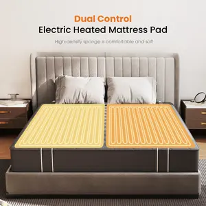 【VALUXE】 Electric Heated Mattress Pad with Dual Control, 10 Heat Settings & 1–12H Auto Shut-Off, Bed Warmer Fits 8–21" Deep Pockets, Machine Washable