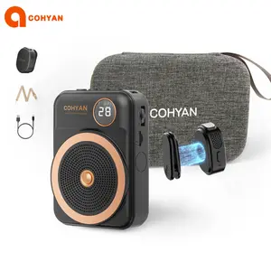 COHYAN K28 Voice Amplifier for Teachers with Wireless Lavalier Lapel Microphone Portable Bluetooth Microphone & Speaker, Rechargeable Bullhorn Megaphone for Classroom, Meetings, Yoga, Training, Tour Guides-Black MothersDay2026