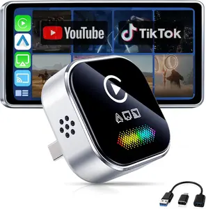 2026  4-in-1 Wireless CarPlay & Android Auto Adapter, 5-Second Auto Connect, Supports YT/TikTok/FB Screen Mirroring.Convert Wired to Wireless for Car