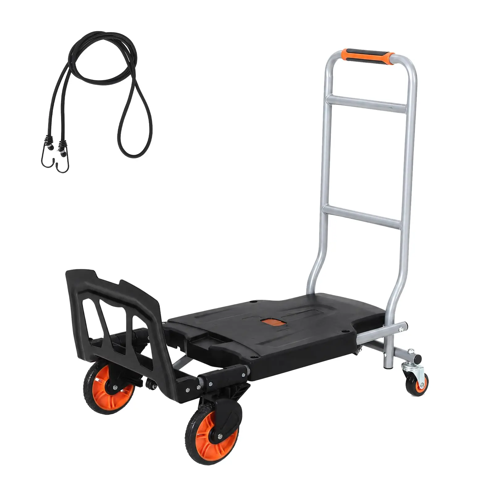 Garvee Folding 2-in-1 Hand Truck & Platform Cart – 330 lbs Heavy Duty Aluminum Steel Dolly – 360° Brake Wheels – Convertible 2/4-Wheel Utility Trolley – Lightweight, Rustproof – Warehouse, Home, Office