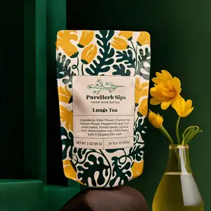 Lungs Herbal Tea - Respiratory Blend  - Lung Support Tea - With Elderflower, Wild Cherry Bark, Slieppery Elm Bark, Chamomile, Peppermint, Coriander, Fennel, Licorice & Marshmallow Root - 34 Servings