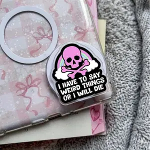Weird Things Skull MagSafe Phone Grip, Pastel Goth Rainbow Griptok, Funny Quote Phone Stand, Aesthetic Grunge Accessory, Unique Gift